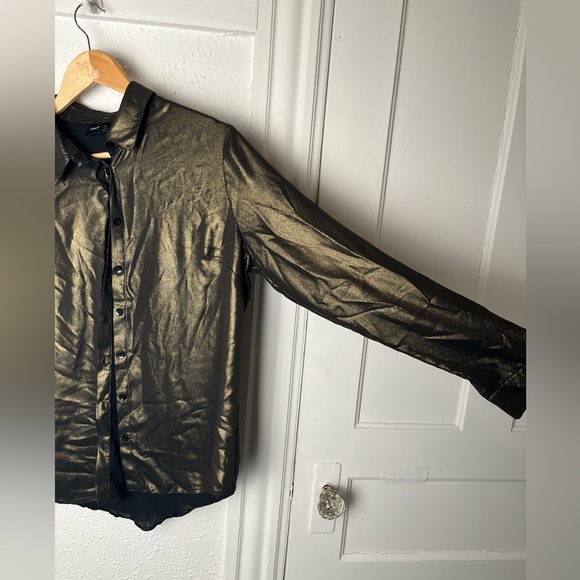 Metallic gold ASOS button up shirt - size 6 - Picture 2 of 7